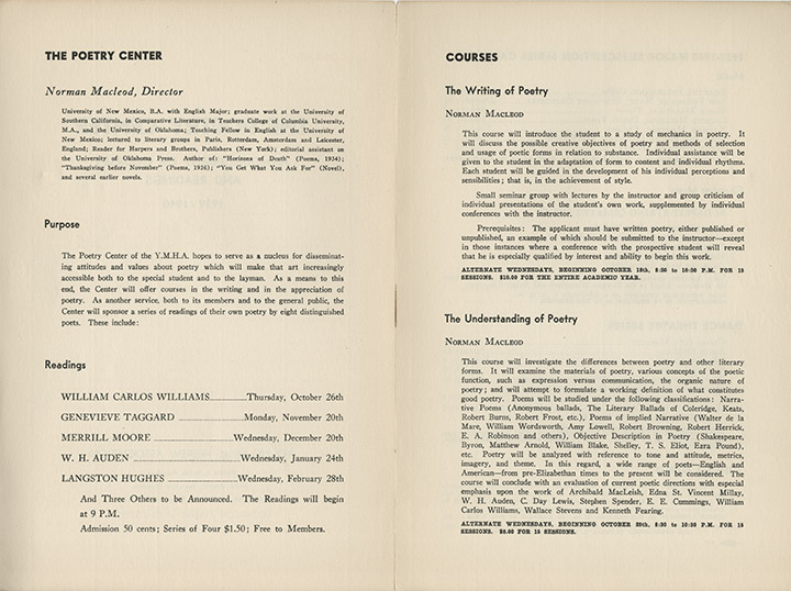 Poetry Center Brochure